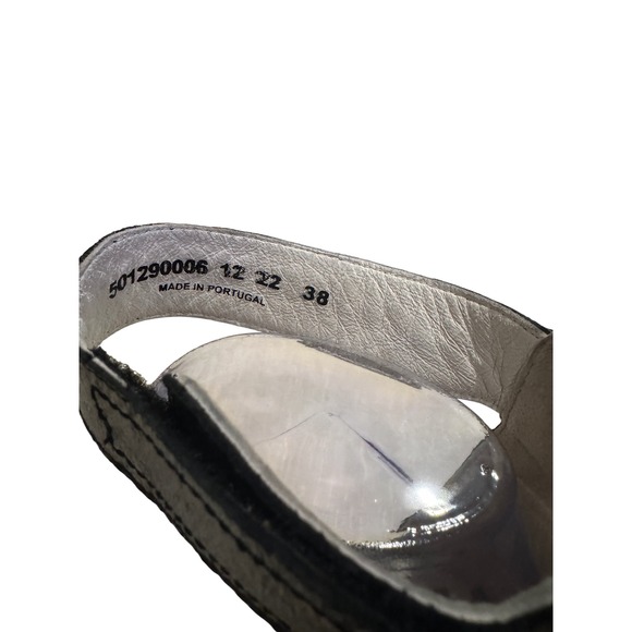 Fly London Yaba Wedge Sandals Silver Black Patent Leather Platform EU 38 US 7.5 - Picture 4 of 7